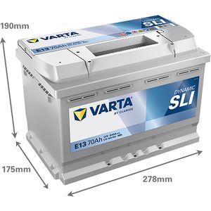 Type 096 Varta Dynamic SLI Car Battery 12V 70Ah (Short Code: E13) (Varta DIN: 570 409 064)